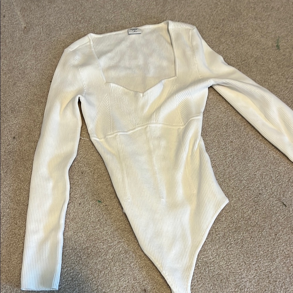 Abercrombie & Fitch White Fitted Long Sleeve Bodysuit